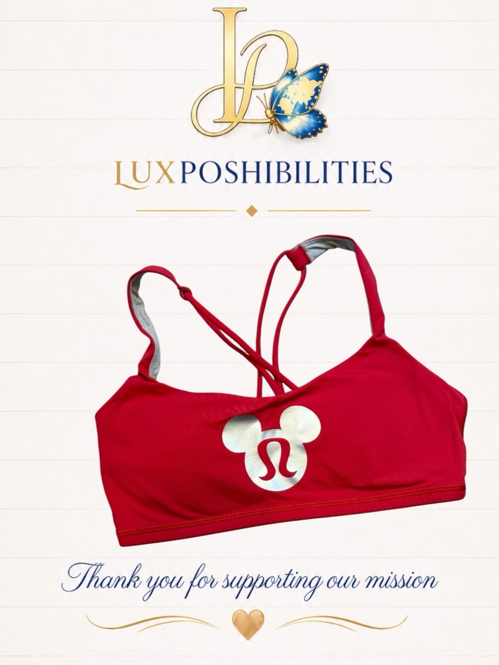 lululemon athletica Red Strappy Sports Bra with Silver Logo